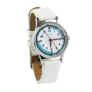 Nurse Medical Small Face White Leather Watch NIB!